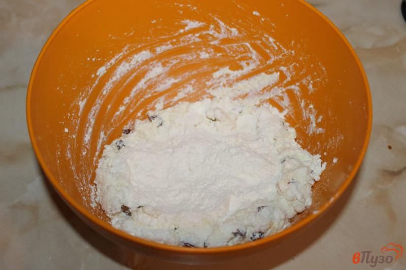 Фото приготовление рецепта: Сырники с изюмом и ванилью шаг №4