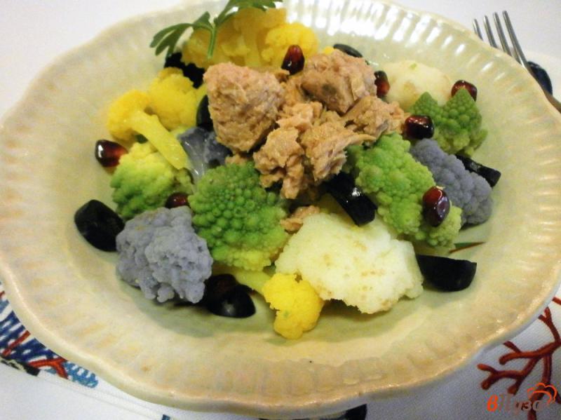 Фото приготовление рецепта: Цветной салат из цветной капусты и тунца шаг №11