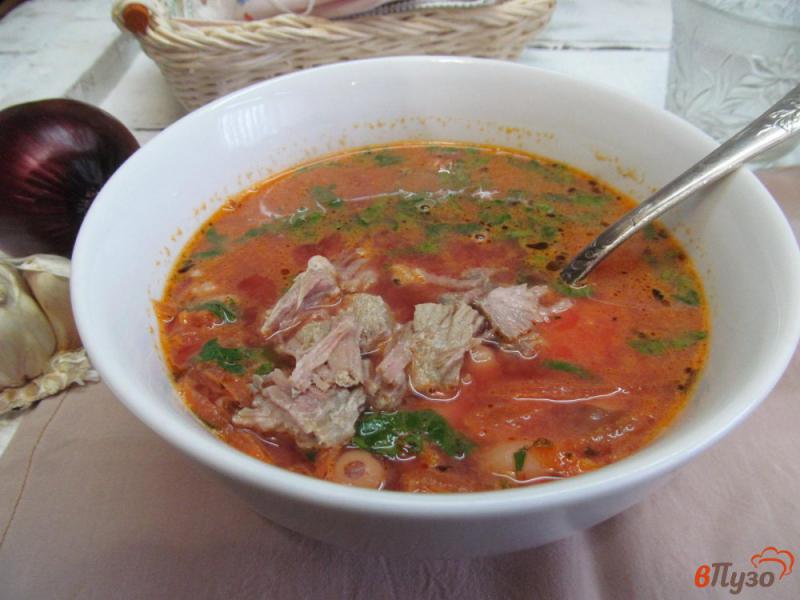 Фото приготовление рецепта: Свекольный суп с фасолью шаг №8