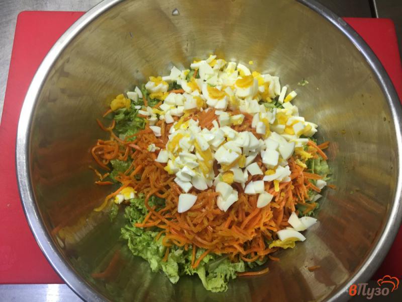 Фото приготовление рецепта: Салат из белокочанной капусты с яйцом и морковью шаг №3