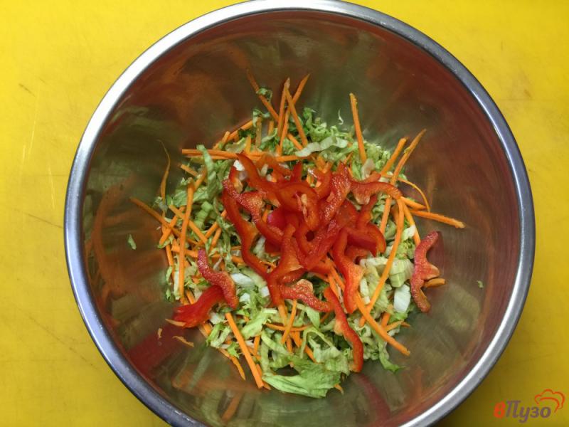 Фото приготовление рецепта: Салат из перца, моркови и вяленых томатов шаг №3