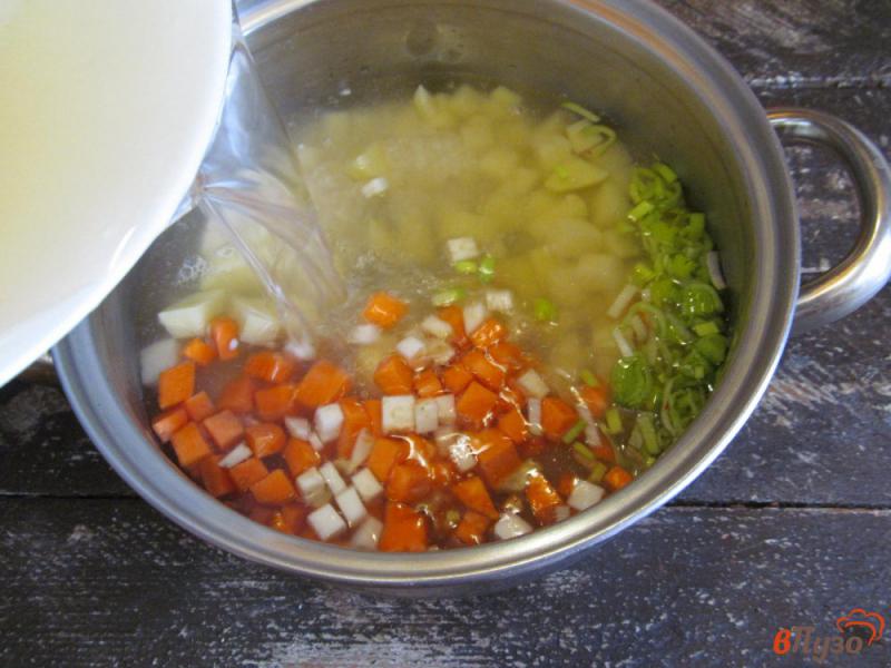 Фото приготовление рецепта: Овощной постный суп с рисом шаг №3