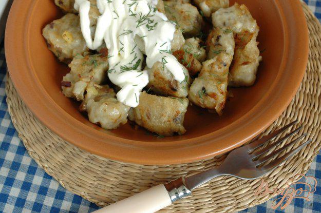 фото рецепта: Картофельные клецки с белыми грибами