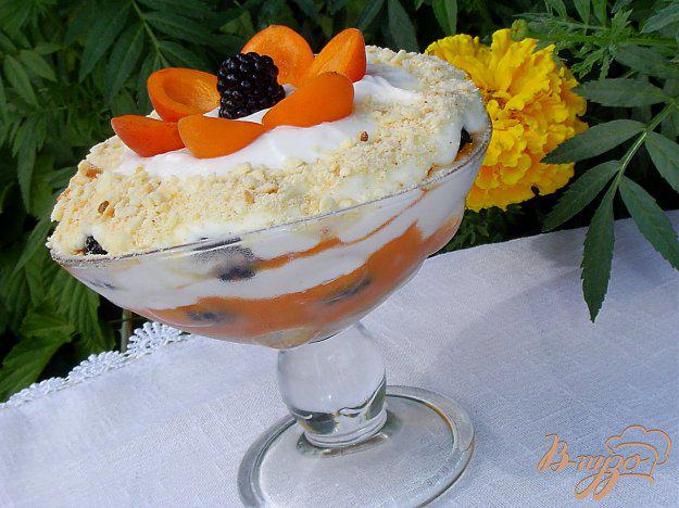 фото рецепта: Десерт с абрикосами и ежевикой «По мотивам тирамису»