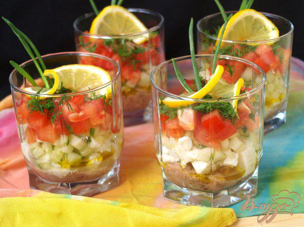 фото рецепта: Порционный салат из тунца с овощами