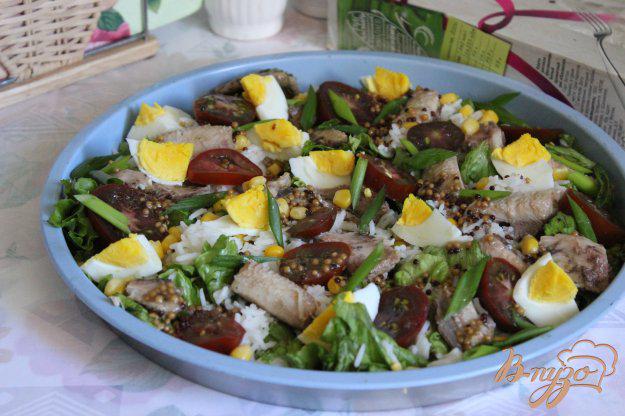 фото рецепта: Салат с сардинами и рисом