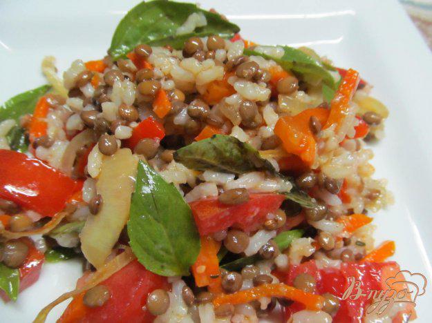 фото рецепта: Салат из риса с чечевицей