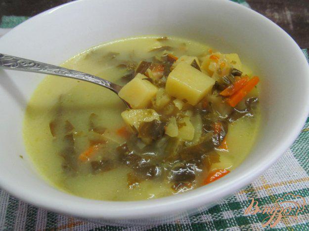 фото рецепта: Суп с ботвой редиса и щавелем