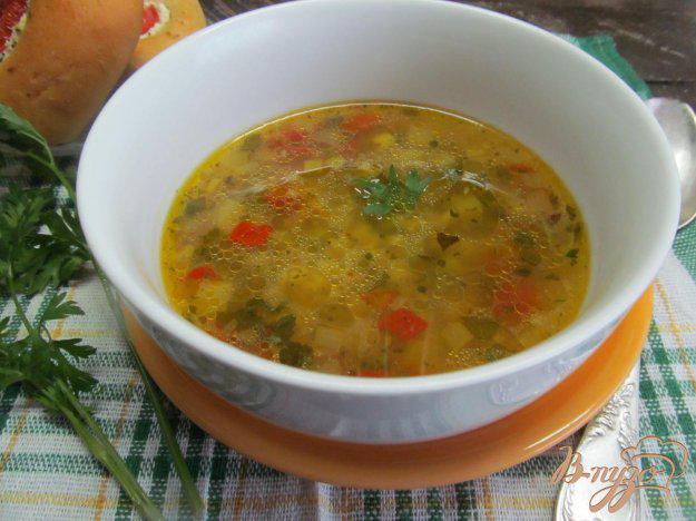фото рецепта: Суп с булгуром горохом и мексиканской смесью