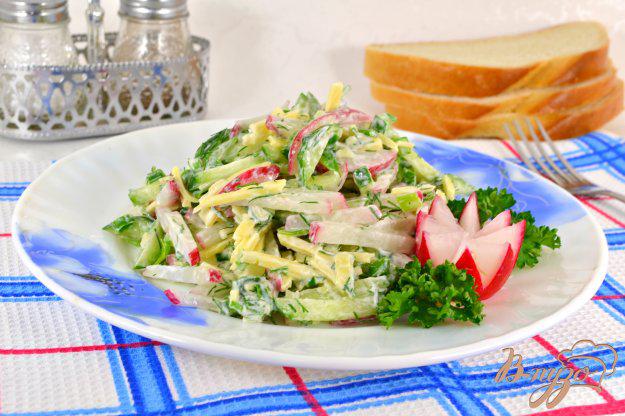 фото рецепта: Салат из свежих огурцов с редисом и сыром