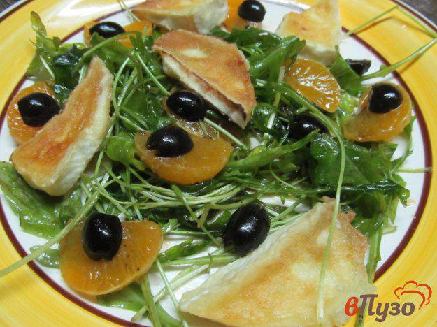 фото рецепта: Салат с жареным сыром рукколой и мандарином