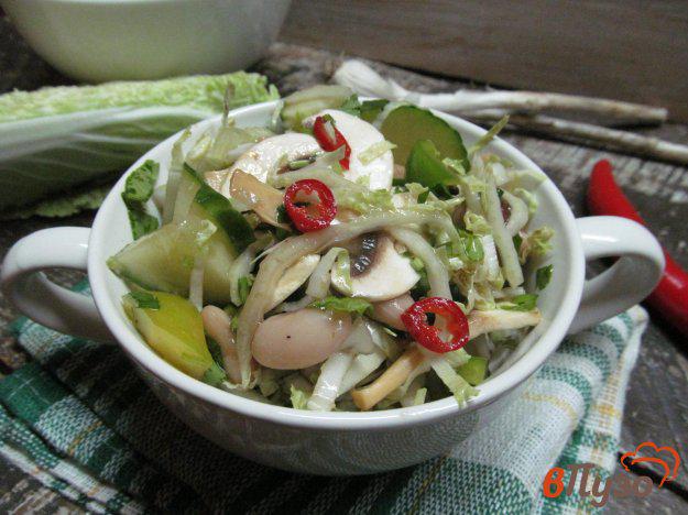 фото рецепта: Салат из пекинской капусты с грибами и фасолью