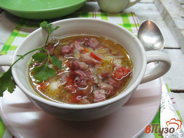 фото рецепта: Суп фасолевый по чешски с копчеными колбасками