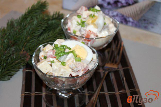 фото рецепта: Салат из отварной телятины, сыра и яиц