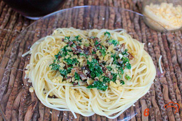 фото рецепта: Спагети с грибами и шпинатом