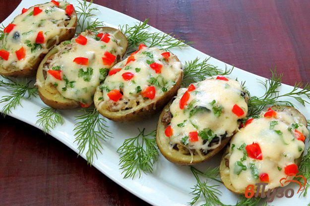 фото рецепта: Картофель фаршированный печенью и грибами
