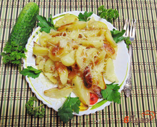 фото рецепта: Картофель в духовке с салом и луком