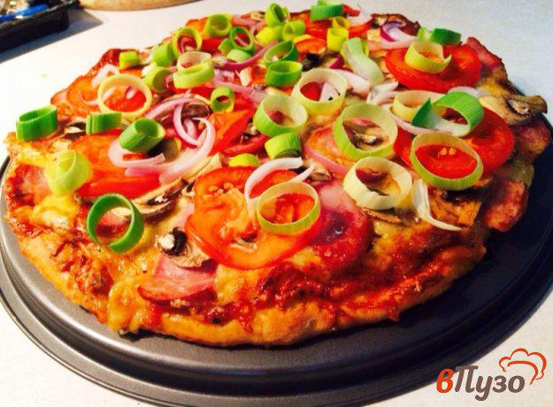 фото рецепта: Пицца с мясная с шампиньонами