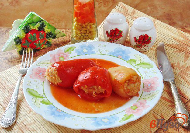фото рецепта: Фаршированный перец с курицей, жареным луком и морковью