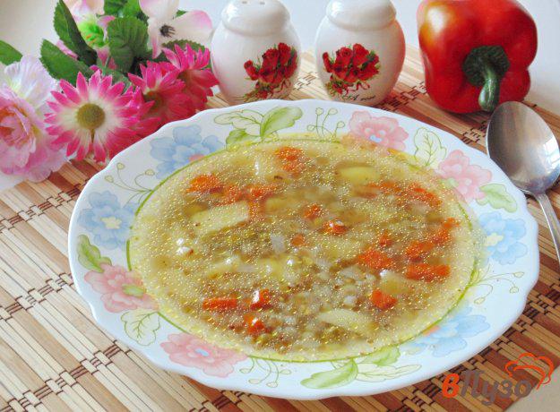 фото рецепта: Гречневый суп с зеленым горошком
