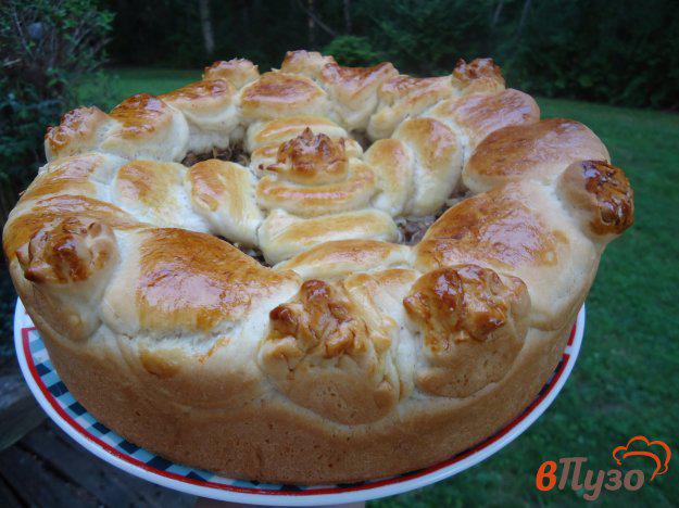 фото рецепта: Дрожжевой пирог с мясом и капустой