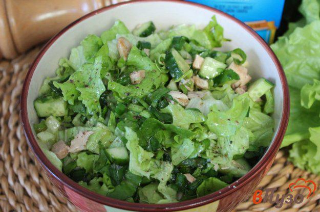 фото рецепта: Зеленый салат с курицей и огурцом