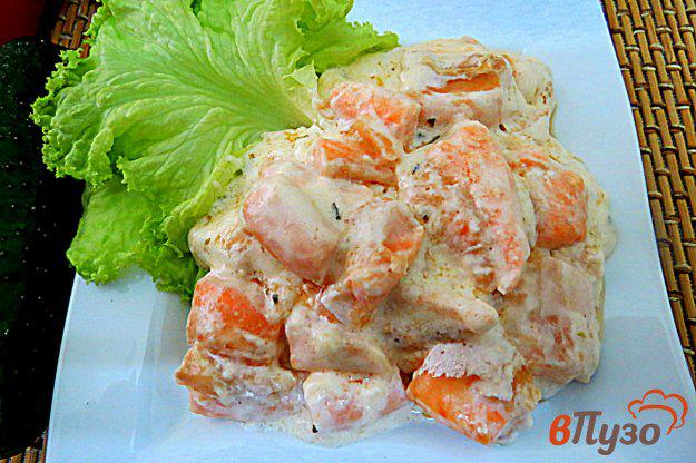 фото рецепта: Брюшки лосося в сливочно-сметанном соусе