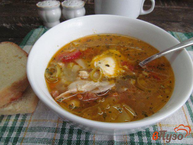 фото рецепта: Куриный суп с рисом и салями