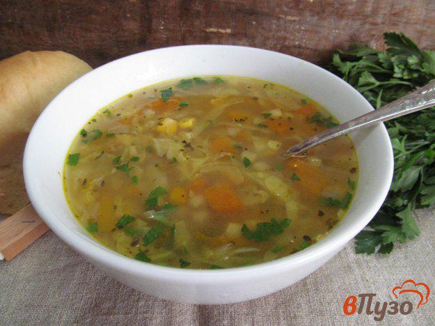 фото рецепта: Капустный суп с кукурузой и крупой