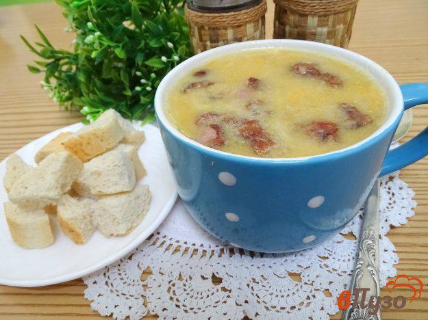фото рецепта: Гороховый суп пюре с копчёными рёбрами (без картофеля)