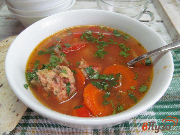 фото рецепта: Овощной суп с клецками из свеклы