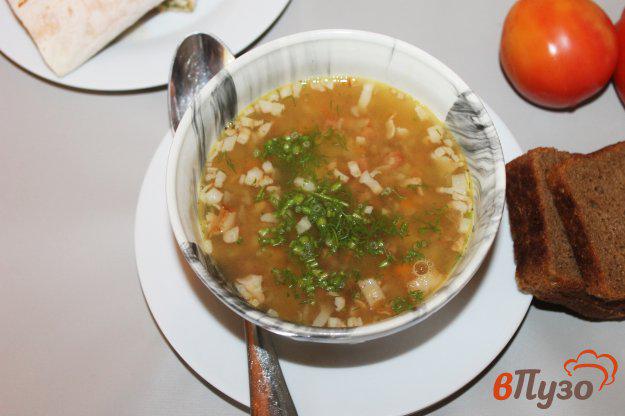 фото рецепта: Гороховый суп на беконе с копченой колбасой