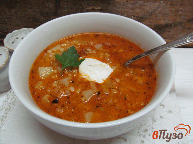 фото рецепта: Турецкий суп из чечевицы с булгуром