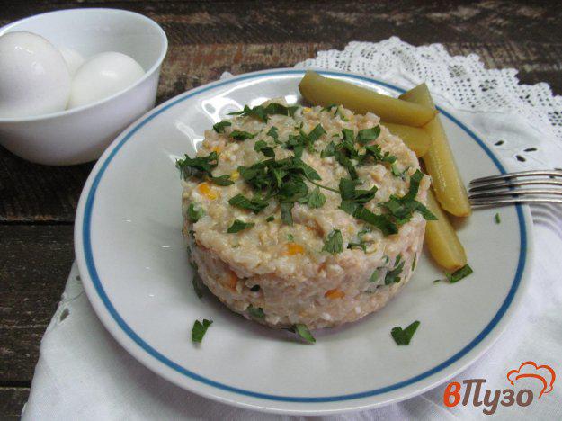 фото рецепта: Жареный рис с кукурузой и яйцом
