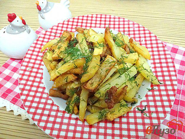 фото рецепта: Картофель жареный на сале с чесноком и укропом