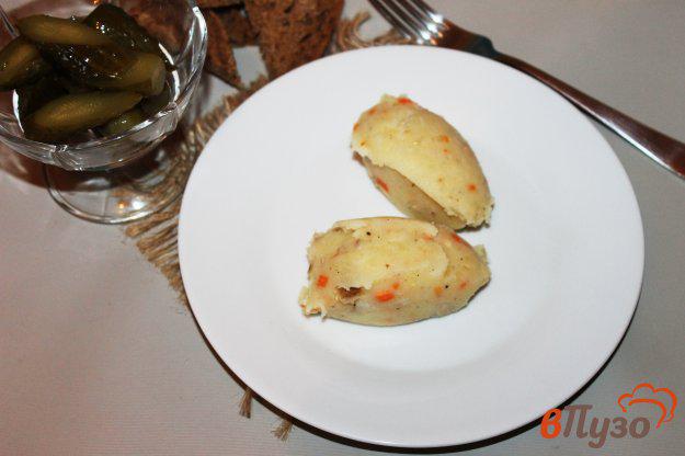 фото рецепта: Картофельное пюре со шпиком и морковью по - деревенски