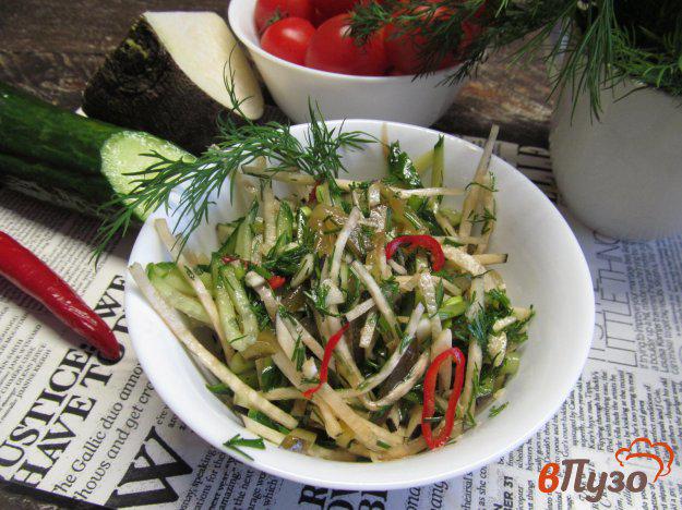 фото рецепта: Острый огуречный салат с редькой