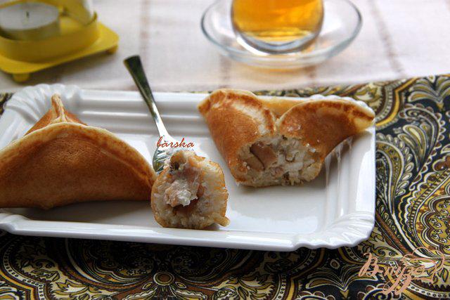 Фото приготовление рецепта: Арабские блинчики «Катаеф»/Qatayef с яблоками, орехами и творогом шаг №10