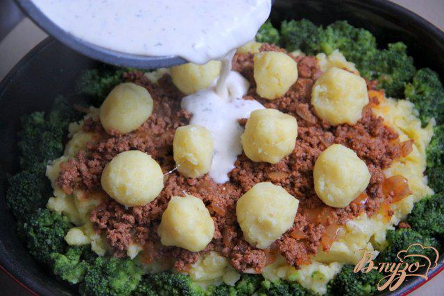Фото приготовление рецепта: Мусака с брокколи и картофельным пюре шаг №11