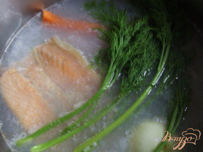 Фото приготовление рецепта: Суп из хребта семги шаг №2