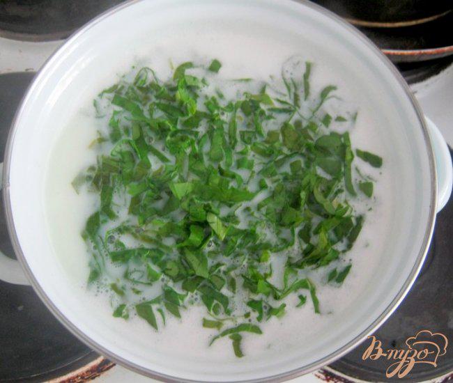 Фото приготовление рецепта: Молочный суп со щавелем шаг №5
