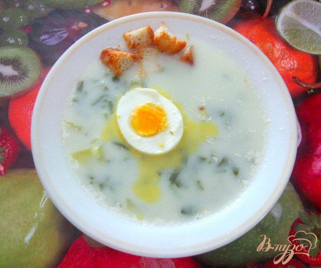 Фото приготовление рецепта: Молочный суп со щавелем шаг №6