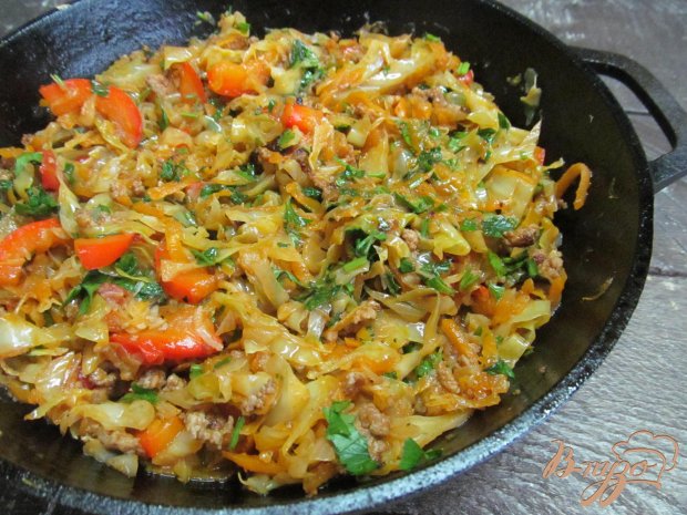 капуста тушеная с фаршем и картофелем капуста тушеная с фаршем и картофелем